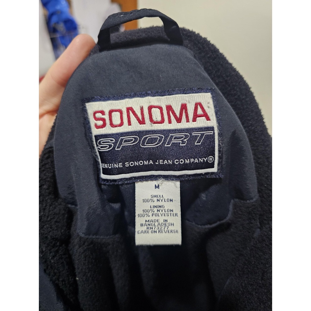 Sonoma Sport Jacket Mens Medium Blue Green Nylon Fleece Lined Puffer Winter - Picture 6 of 9